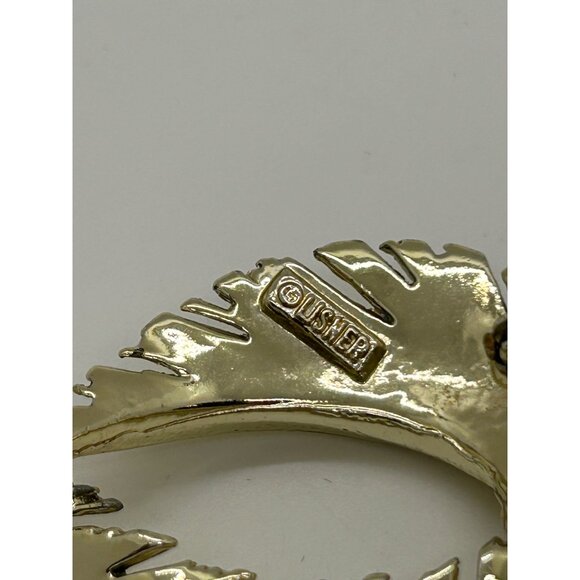 Vintage Lisner Brooch Pin Gold-Tone Curved Feather Elegant 3 Dimensional Design - Picture 6 of 14